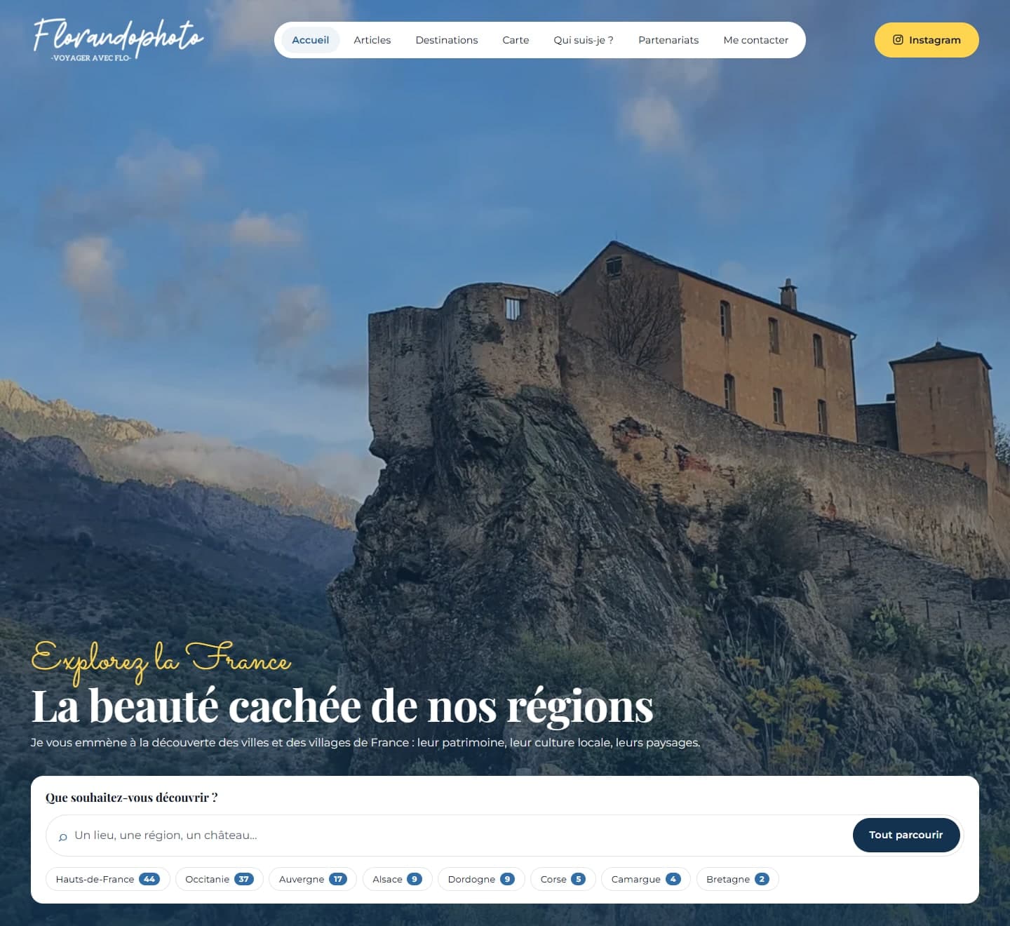 L'accueil de Florandophoto sur un écran d'ordinateur