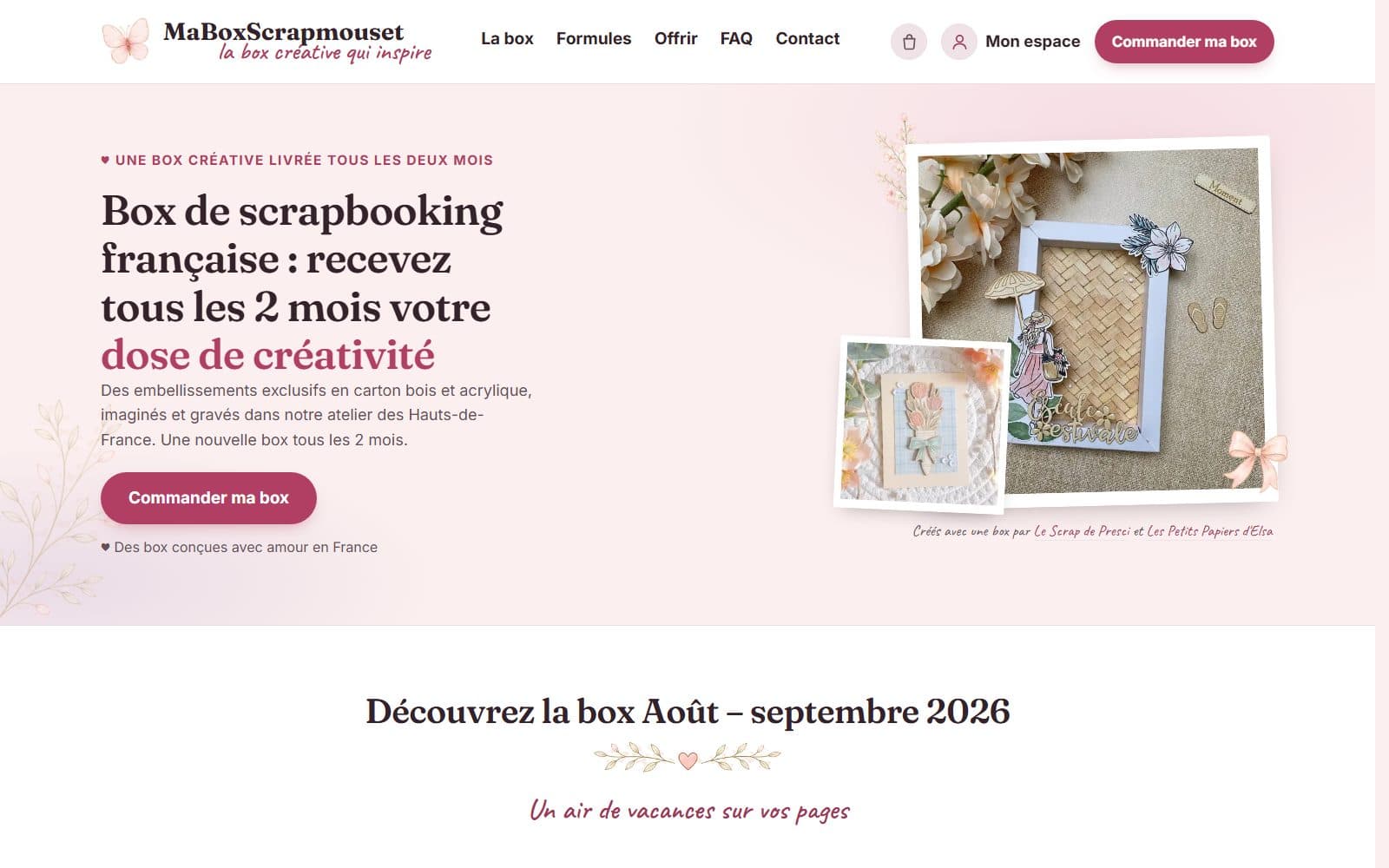 La boutique MaBoxScrapmouset sur un écran d'ordinateur