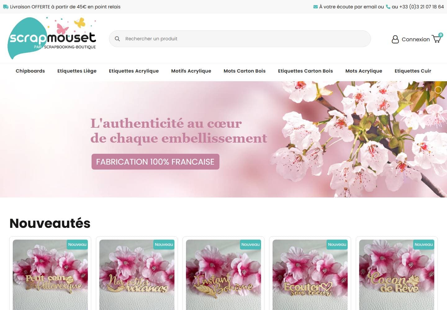 La boutique Scrapmouset sur un écran d'ordinateur