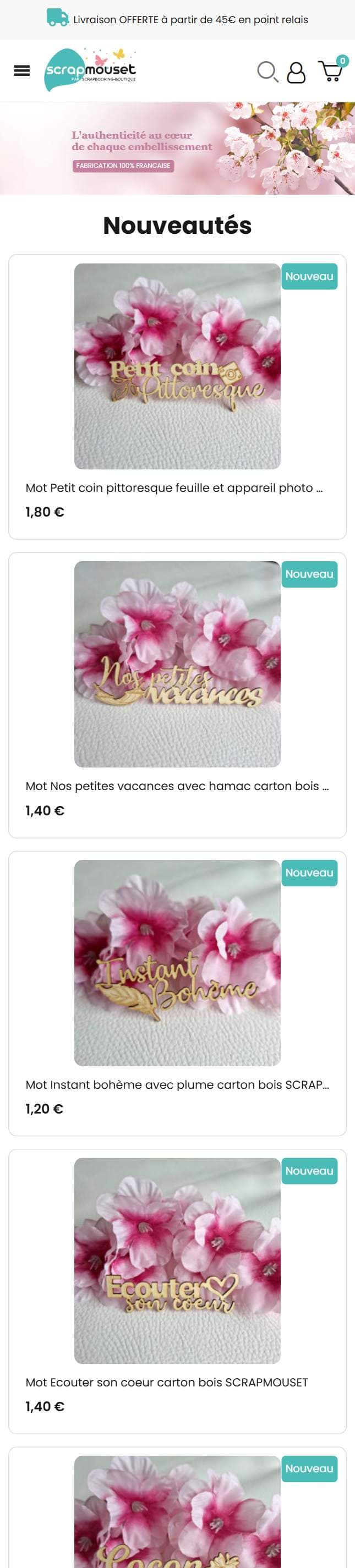 La même boutique sur un téléphone