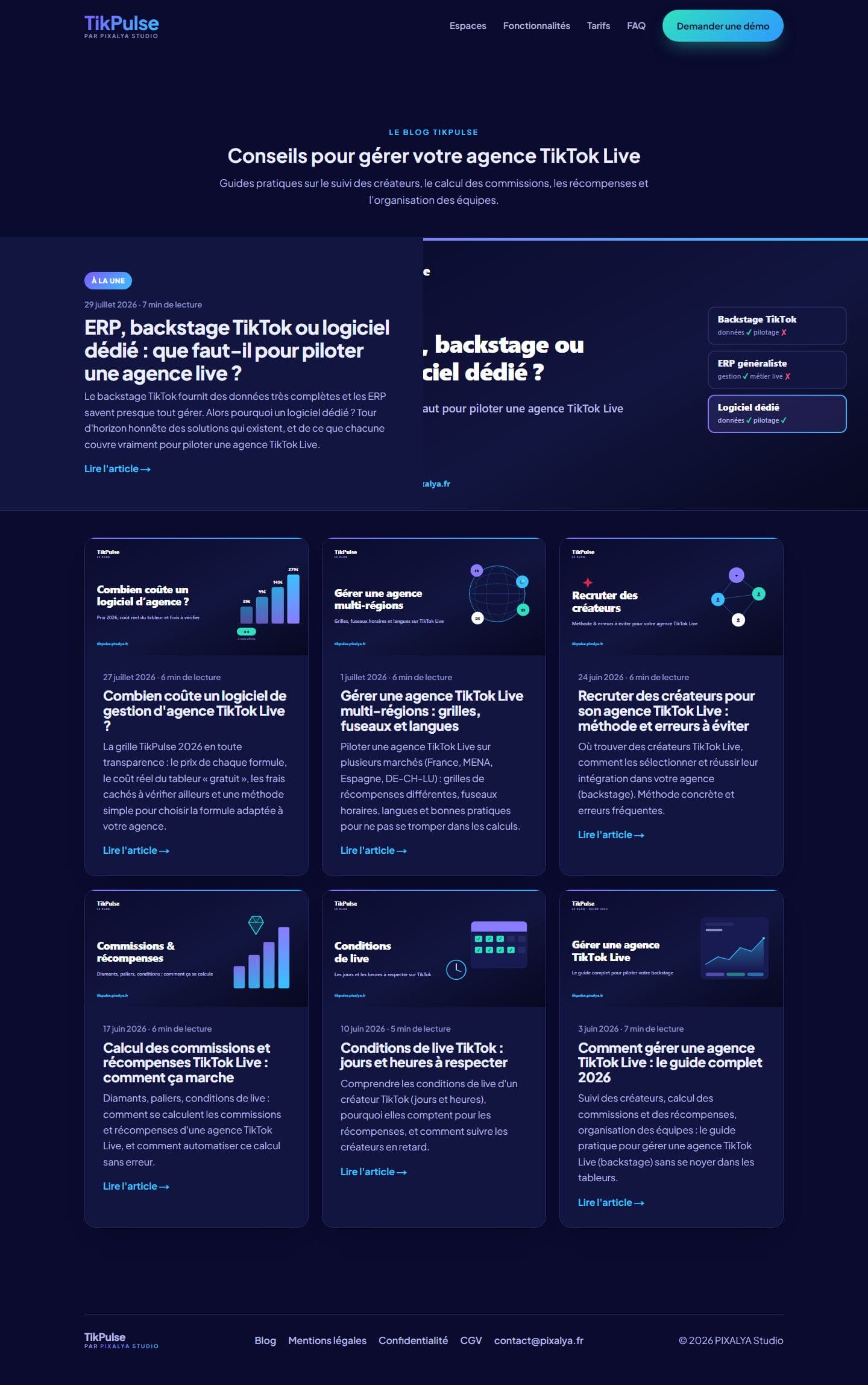Le blog de TikPulse, avec ses articles destinés aux agences