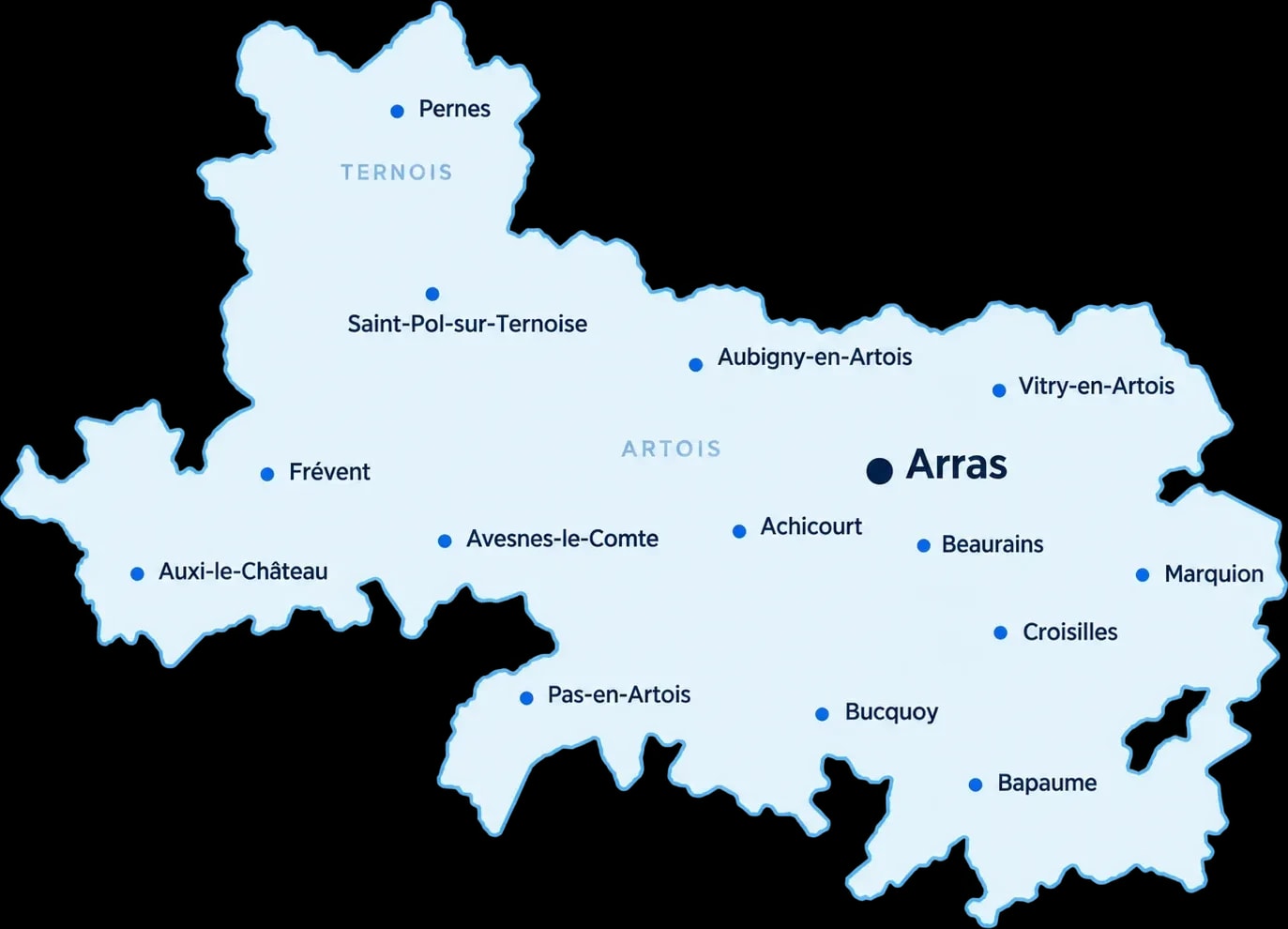 Carte de l'Artois et du Ternois, autour d'Arras